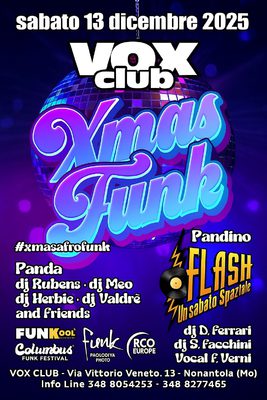 XMAS FUNK + FLASH un sabato spaziale